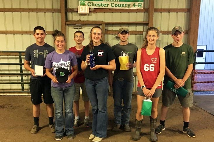 The top placing individuals in the Senior Division at the annual Chester County 4-H Livestock Judging Contest at the Romano 4-H Center in Honey Brook, Pa., on June 6.