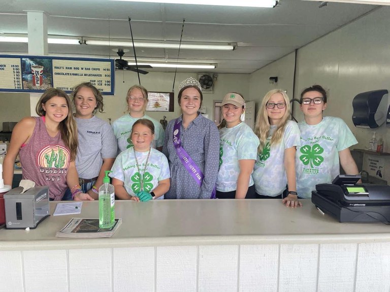 Teen County Council working in the 4-H Refreshment Stand during the Fayette County Fair.