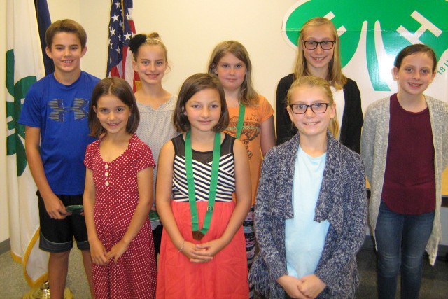 Lebanon County 4-H Green Clover Award (Front Row L to R): Lebanon County 4-H Club members honored with the Level 1 Green Clover Award included Madalyn Troutman, Brooklyn VanBrunt, Jinger Martin and (Back Row L to R): Mason Copenhaver, Paige Copenhaver, Sh