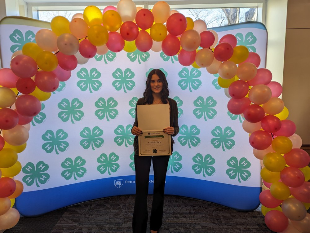 Crystal Clark with her PA 4-H Diamond Award at the State Leadership Conference