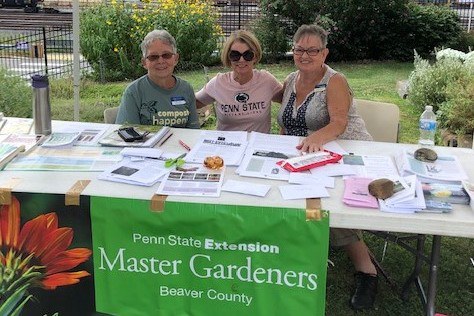 Penn State Master Gardeners Judy May, Christy Carroll, and Donna Berg at the ready to educate and answer questions from visitors during the annual Vicary Day celebration.