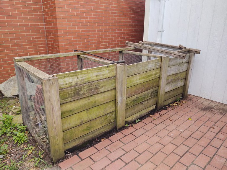 Three-bin composting system at Zelienople's Passavant House
