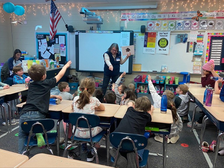 Penn State Extension Master Gardener volunteers collaborated with Extension’s Pesticide Education Program to deliver poison prevention education this spring to first grade students across the commonwealth. Credit: Courtesy of Andy Faust. All Rights Reserved.