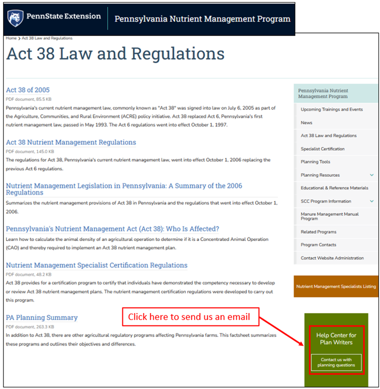 screenshot of the Act 38 Law webpage